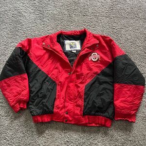 Vintage 90s Ohio State Buckeyes Puffer Jacket Coat Full Zip Competitor Size L